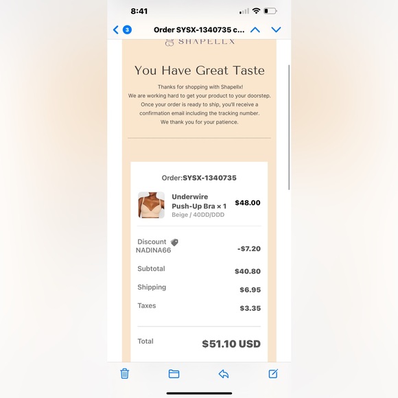 SHAPELLX Underwire Push-up Bra—Size 40DD—NWT - Picture 4 of 4